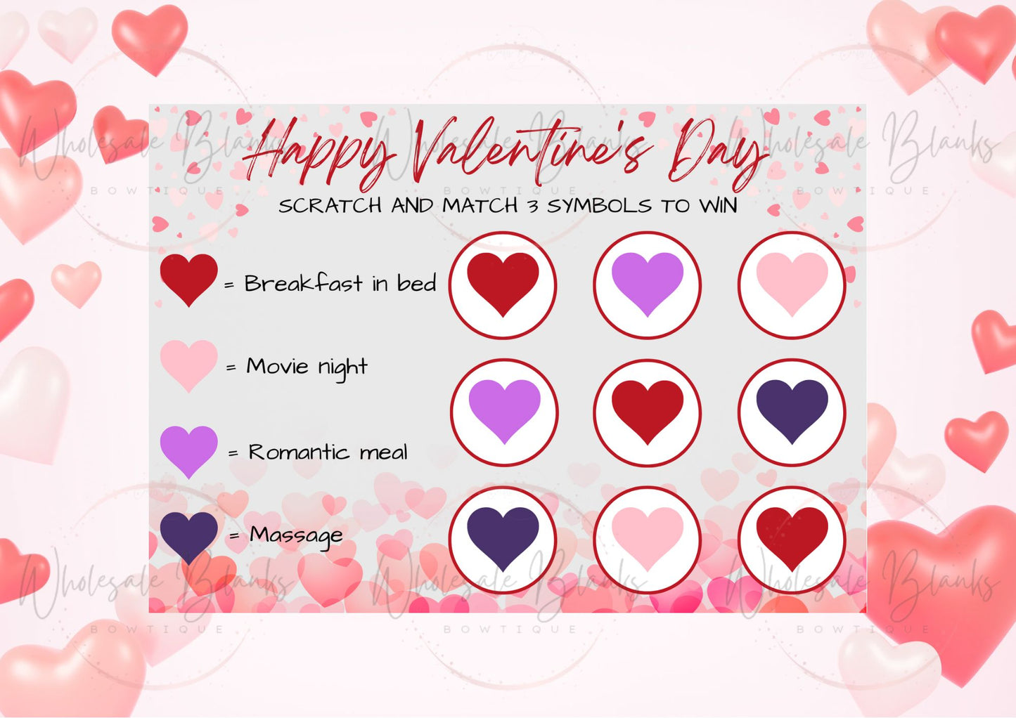 Valentine Scratch Cards no envelope - Wholesale Blanks Bowtique