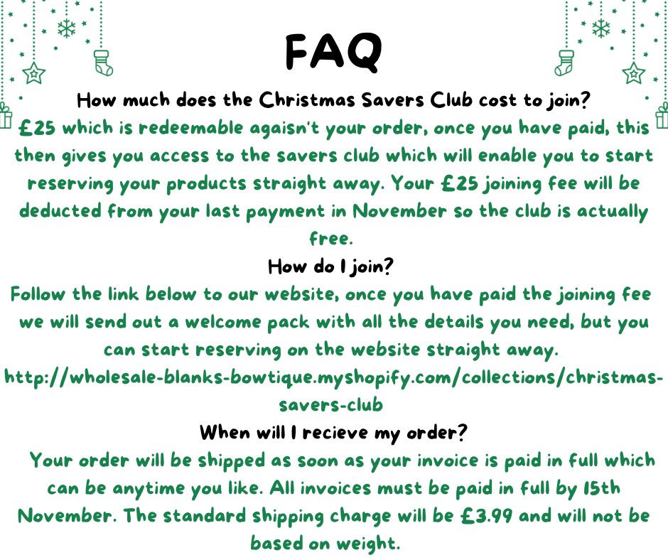 Christmas Savers Club - Wholesale Blanks Bowtique