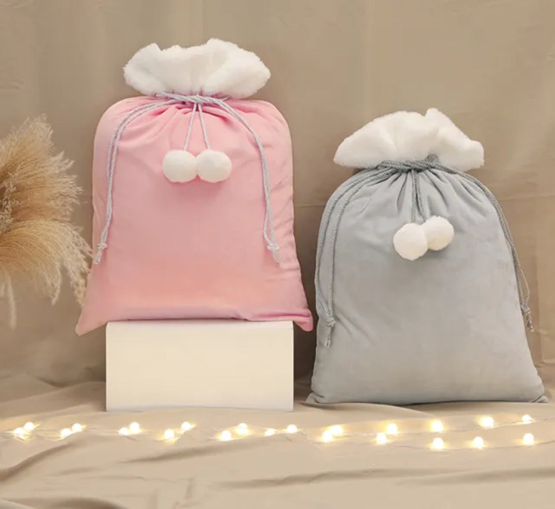Velvet Pom Pom sacks - Wholesale Blanks Bowtique