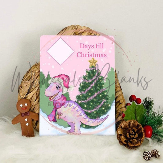 Christmas countdown Pink dinosaur A4 Sublimation dry wipe board - Wholesale Blanks Bowtique