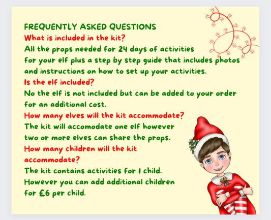 Additional child for elf activity pack - Wholesale Blanks Bowtique