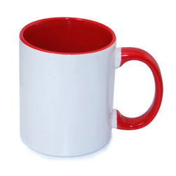 11oz sublimation mug red inner and handle - Wholesale Blanks Bowtique