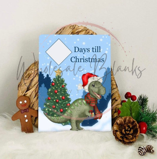 Christmas countdown Green Dinosaur A4 Sublimation dry wipe board - Wholesale Blanks Bowtique
