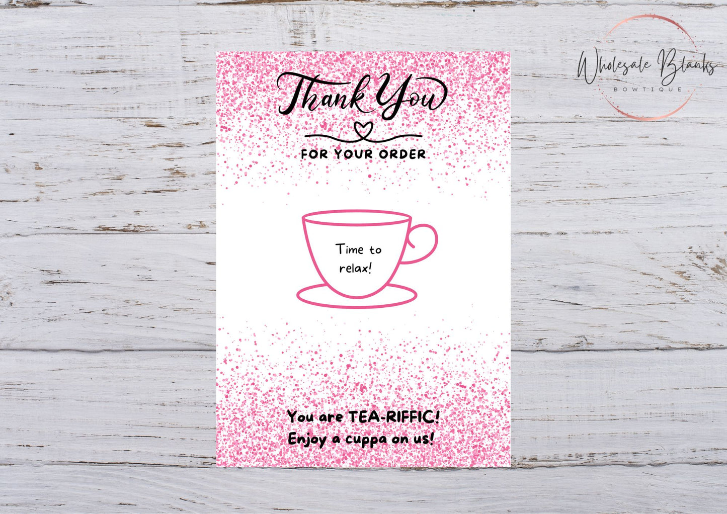 Thank you tea bag card - Wholesale Blanks Bowtique