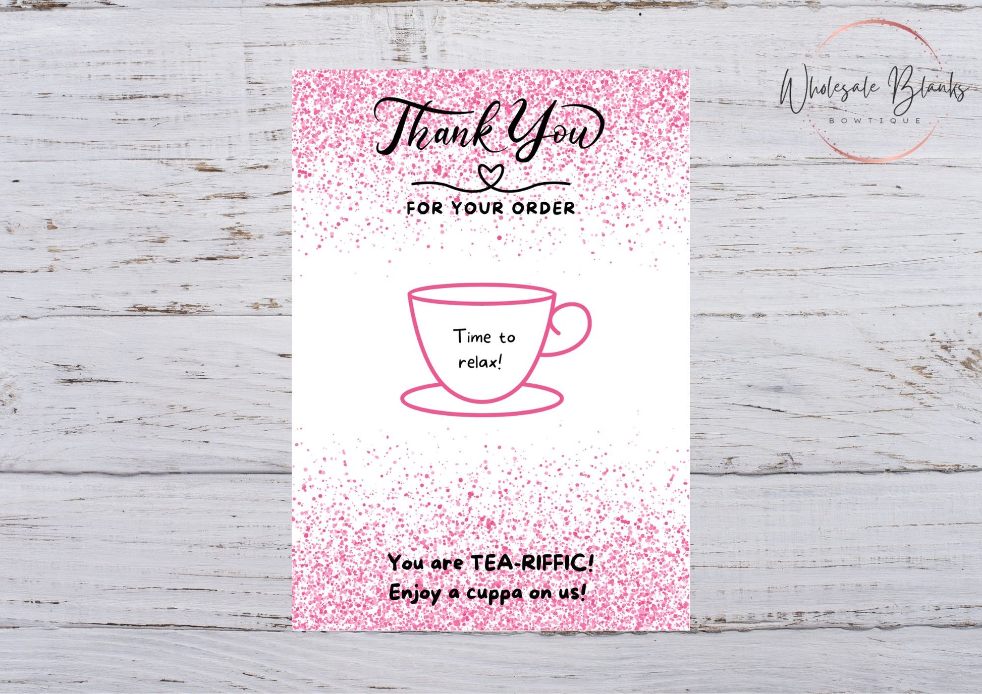 Thank you tea bag card - Wholesale Blanks Bowtique