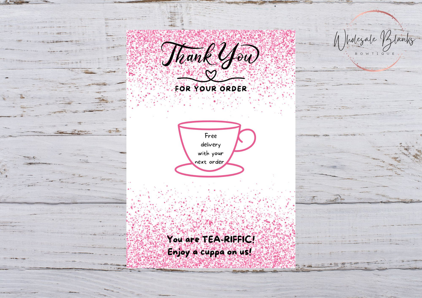 Thank you tea bag card - Wholesale Blanks Bowtique
