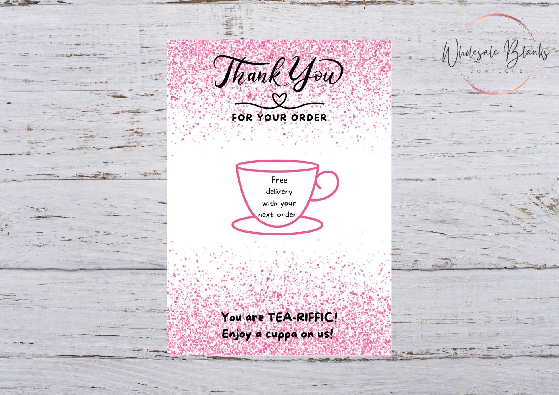 Thank you tea bag card - Wholesale Blanks Bowtique