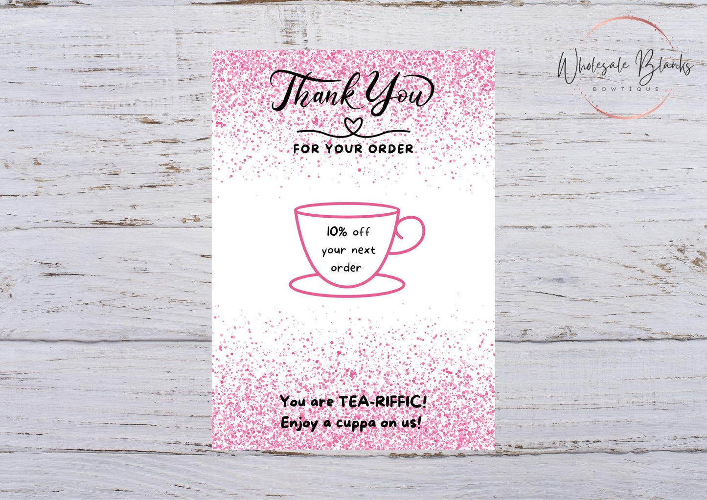 Thank you tea bag card - Wholesale Blanks Bowtique
