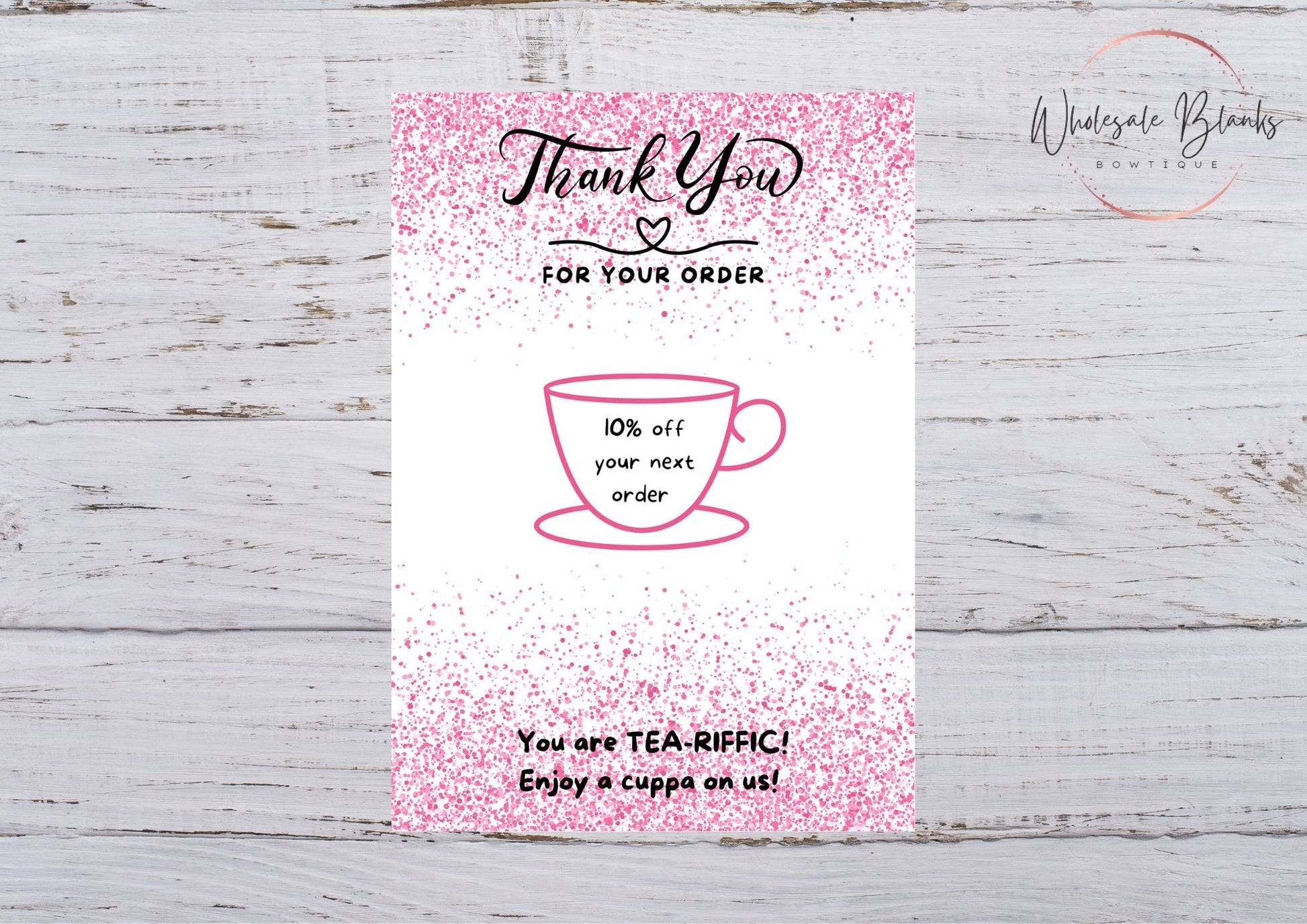 Thank you tea bag card - Wholesale Blanks Bowtique